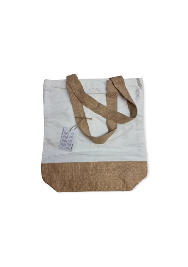 Jute &amp; Polyester Tote Bag - 38 x 41 x 13 cm