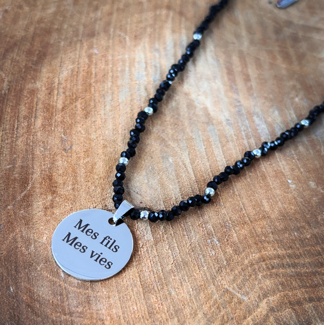 Collier Paola boule noir et argent 