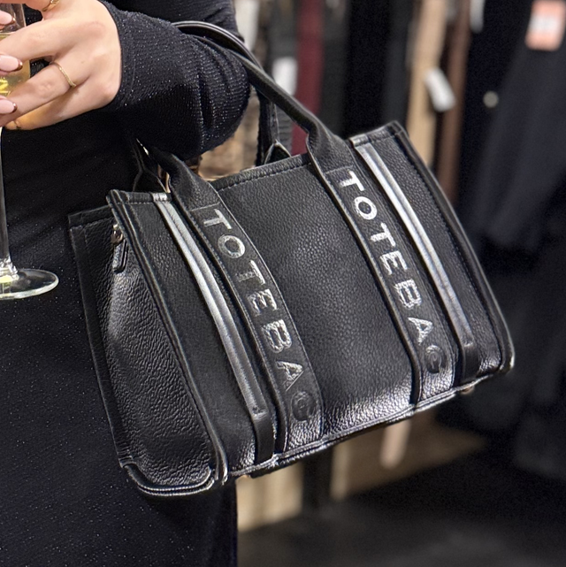 Tote bag met glans zwart