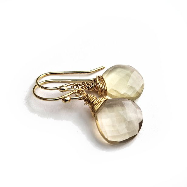 Wrap oorbellen verguld zilver met citrien