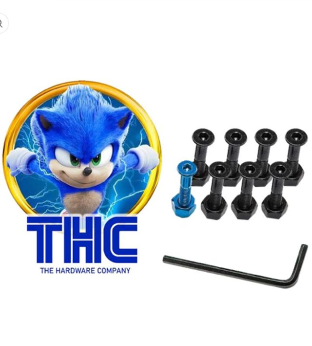 The Hardware Company THC Sonic Blue Skateboard Nuts &amp; Bolts 1"
