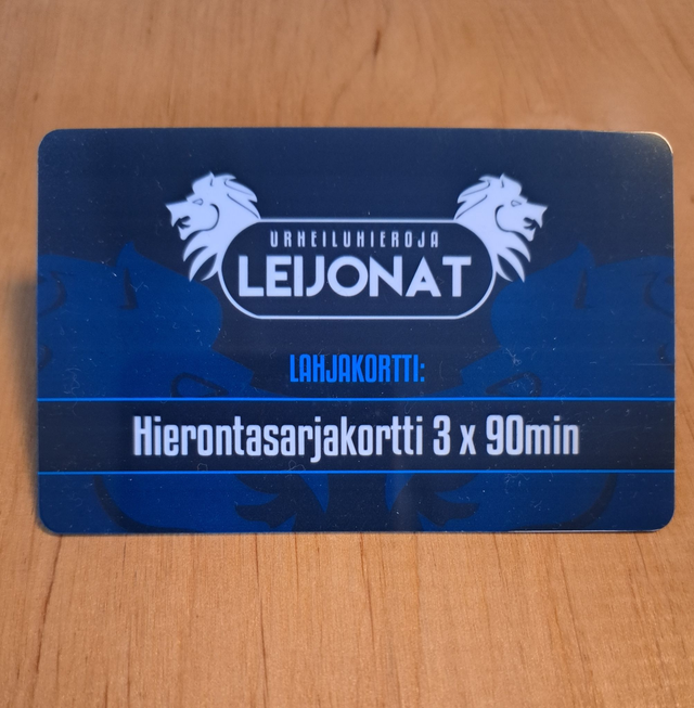 Urheiluhieronta sarjakortti 3*90min