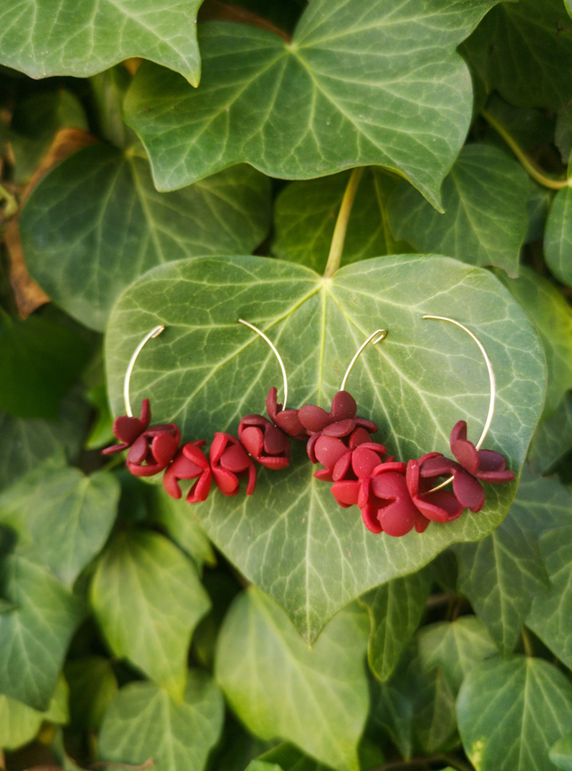 Collection Florale Pétale Pourpre - Boucles d&#039;oreilles Fleurie