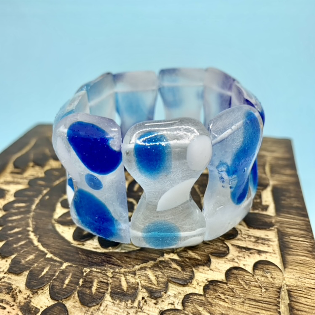 Bracelet Papillon - bleu et blanc