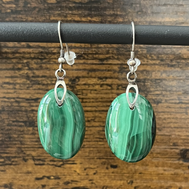 Boucles d’oreilles en argent et Malachite 