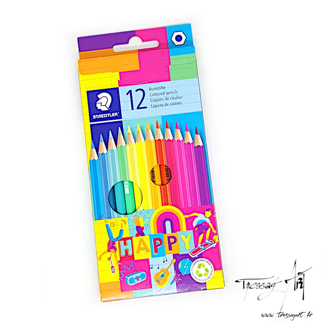 STAEDTLER - CRAYONS COULEUR HAPPY PAR 12 - ST007