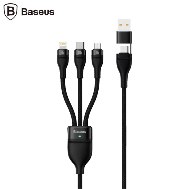Câble Data Multi Baseus Flash Series II USB + Type-C vers Type-C + microUSB + Lightning