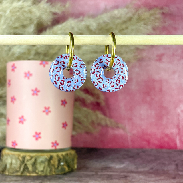 Boulons - bleu nacré &amp; léopard bordeaux