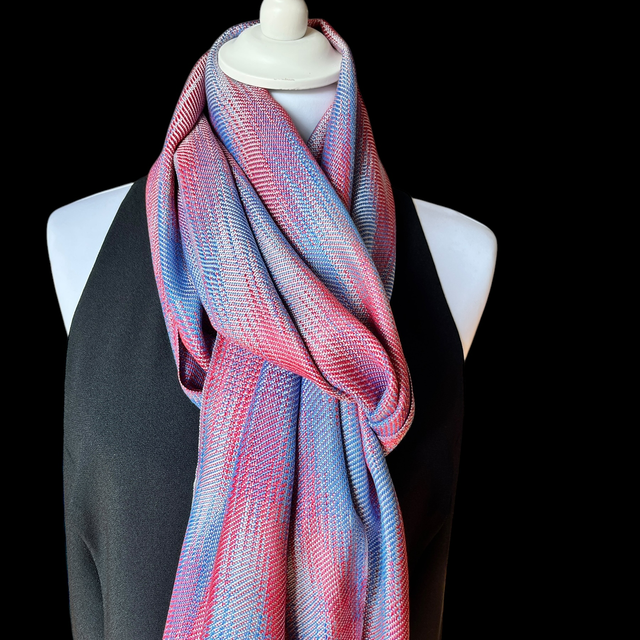 Echarpe en 100% soie, tricolor / Handwoven silk scarf