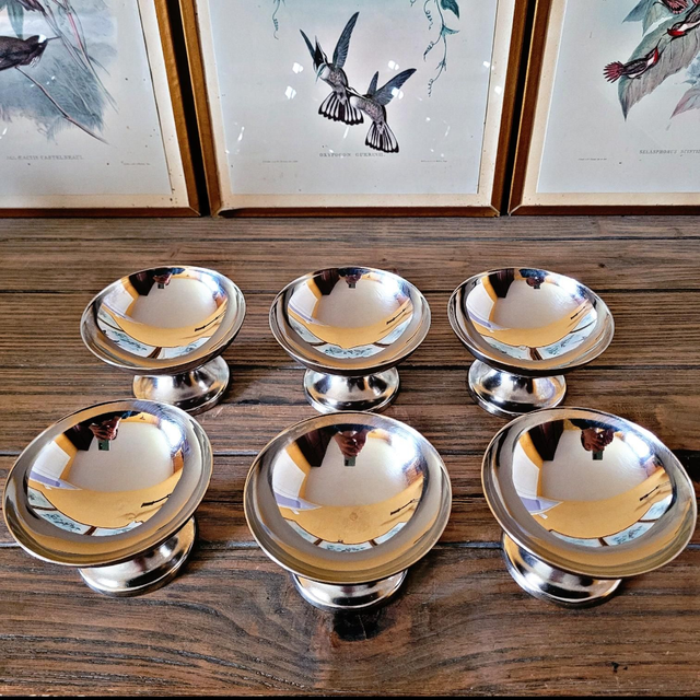 X Coupes à glaces inox vintage basse style Guy Degrenne (lot de 6)