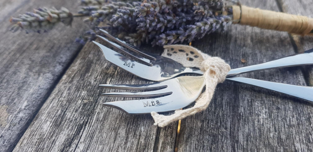 Handstamped vintage silver plated cake fork (Single Fork)