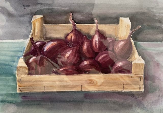 RK54 Box of Onions by Ruth Kirkby, , Watercolour