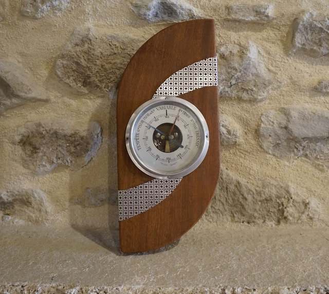 Baromètre Aluminium sur bois exotique