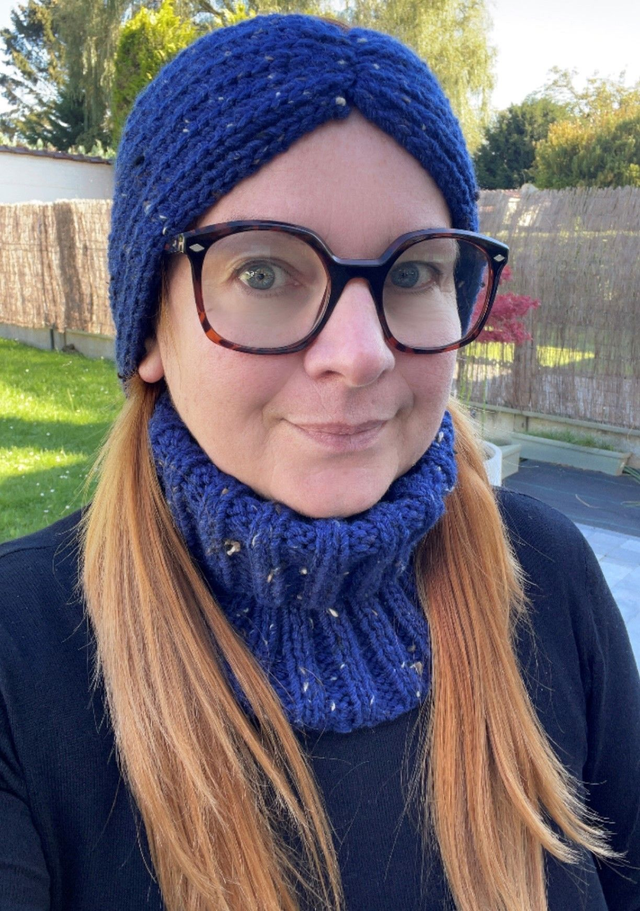 Tour de cou laine Tweed Bleu marine