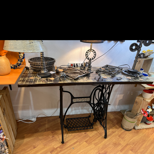 Console table pied de machine singer
