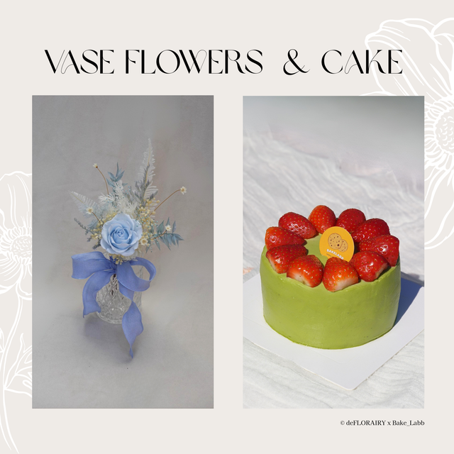 Rose: Serene Bloom Flower in Vase & 6" Whole Cake | Direct Home Delivery | 4 Days in Advance