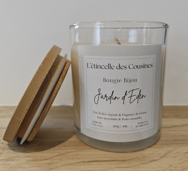 Bougie Bijou &quot;Jardin d&#039;Eden&quot; - L&#039;étincelle des Cousines (collaboration)