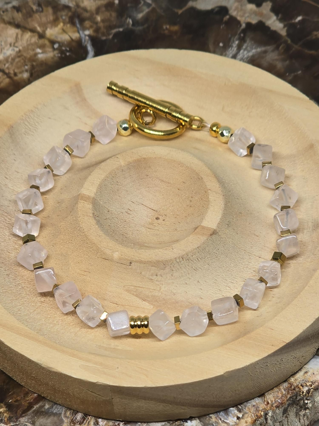 Bracelet Quartz rose carré 