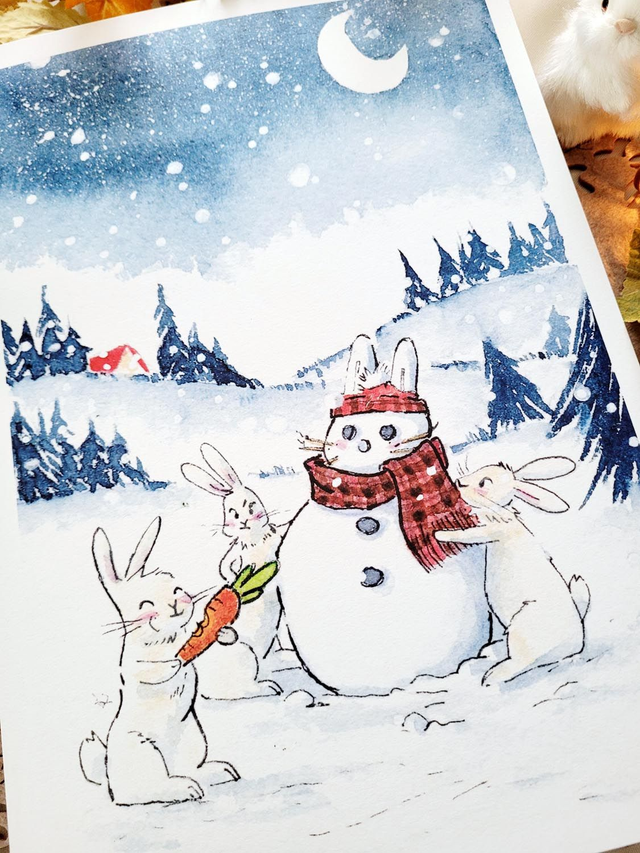 Bonhomme de neige - tirage d'art A4