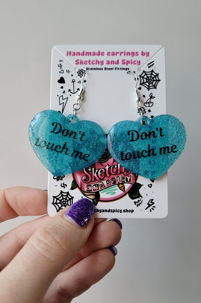 Earrings | Heart Earrings – Don’t Touch Me - Stainless Steel Hooks