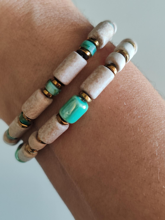 Antik Faroa - Bracelet Greige & Turquoise