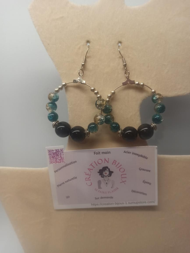 Boucle d'oreille créole et  perle 