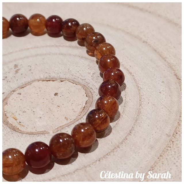 Bracelet Grenat Hessonite 6mm Taille Dame
