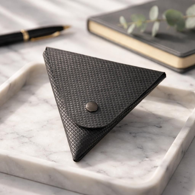 ✨️ PROMO ✨️ Porte-monnaie en cuir triangle - Gris noir