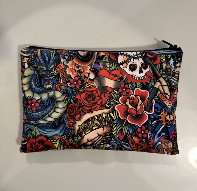 Handmade "Old school tattoo" clutch bag