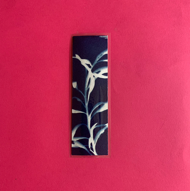 Marque page cyanotype végétal original sur papier épais et plastifié
