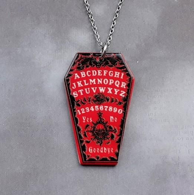 Ouija Board Coffin Necklace (Red)