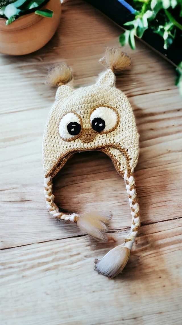 Bonnet chouette 0-3 mois pièce unique