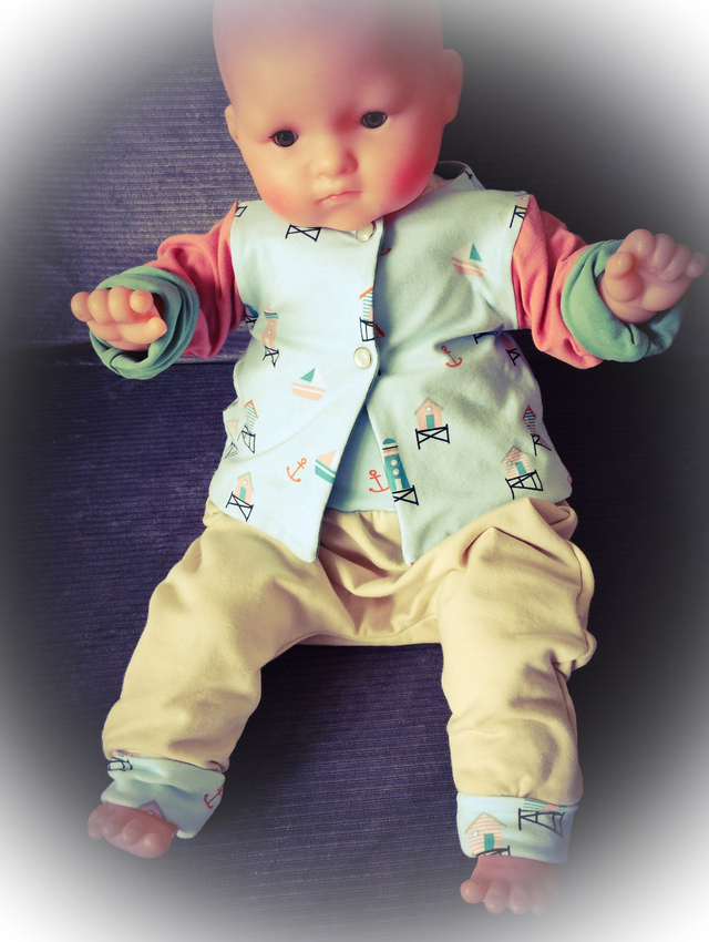 B* 3/6 MOIS Lot Pantalon + gilet BEACH