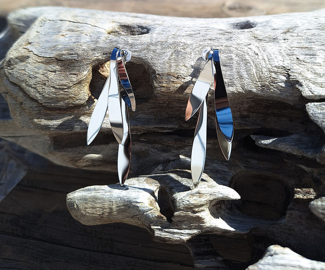 Clara-Boucles d'oreilles feuilles d'argent.