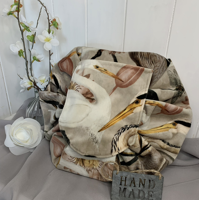 Handmade "Herald of herons" folding make up bag