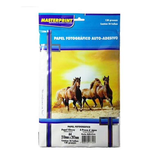 Masterprint Papel Fotográfico A4 130g Adesivo 20 Folhas