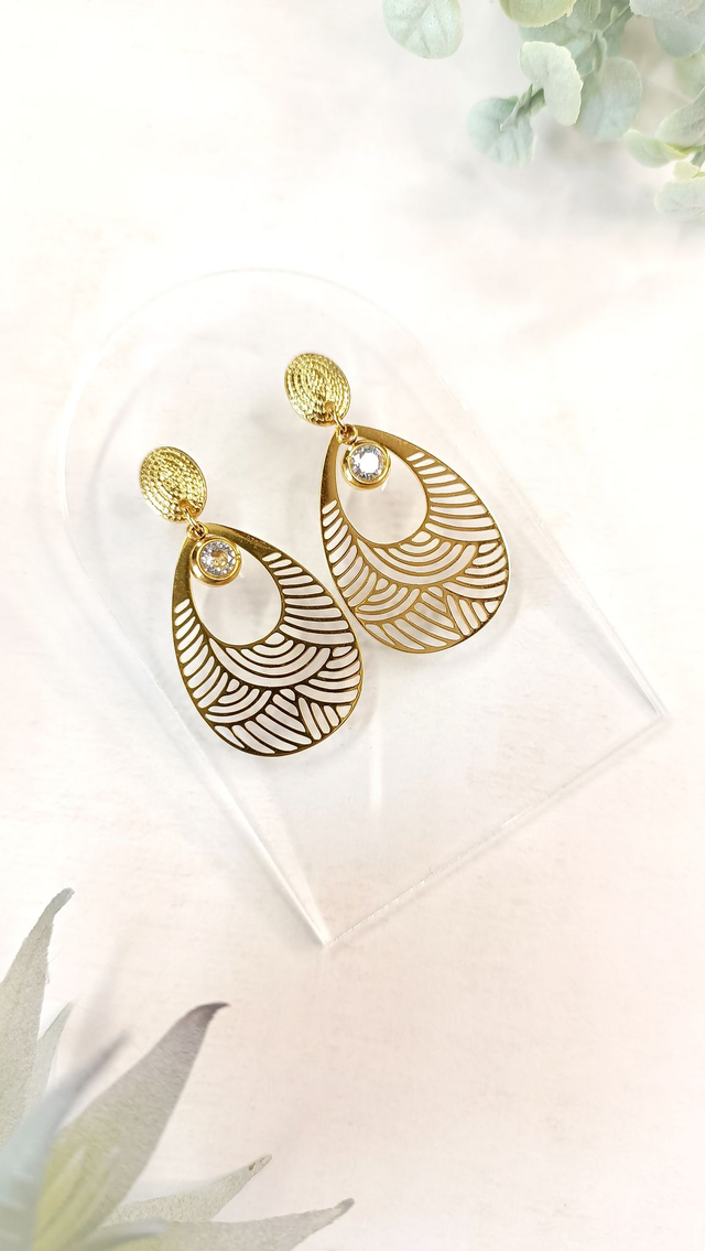 HITOMI - Blanc Dentelle - Boucles d'oreilles