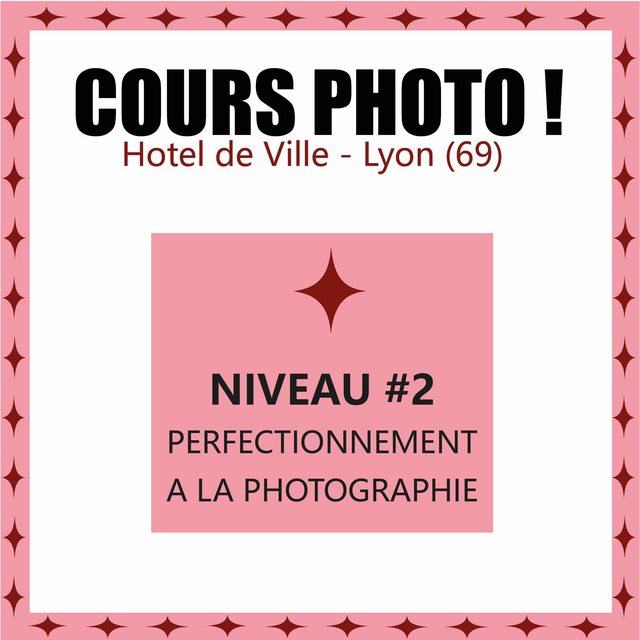 Cours de Photographie Niveau 2 - PERFECTIONNEMENT A LA PHOTOGRAPHIE à Hôtel de Ville à Lyon (70)