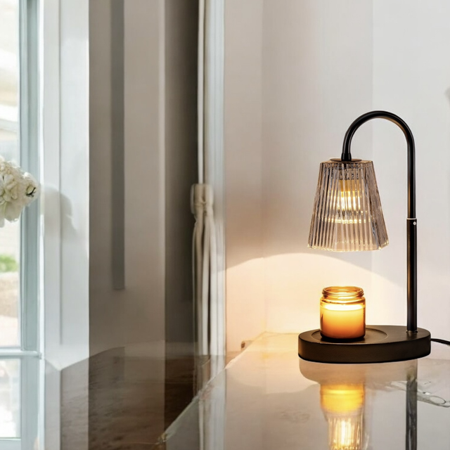 Grey Glass &amp; Black Electric Candle Warmer