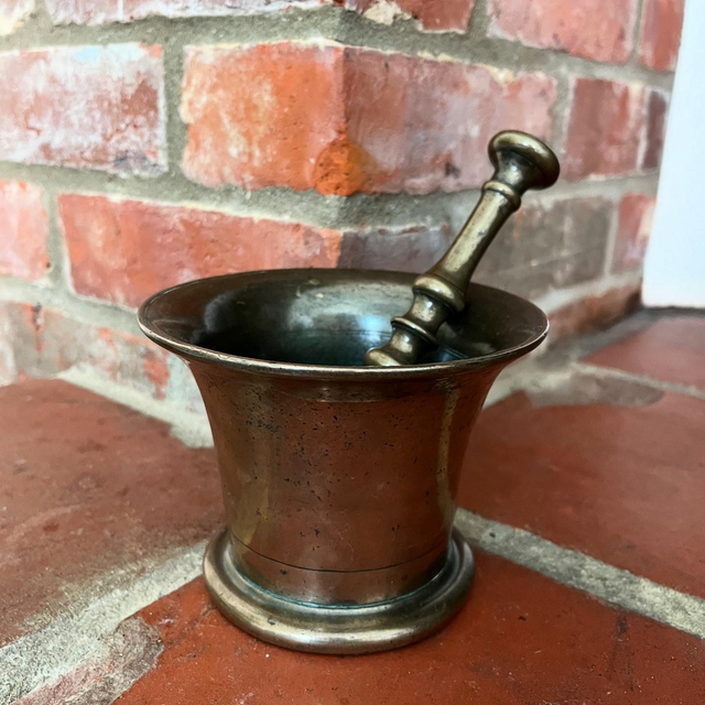 19th Century Antique Bronze Apothecary Mortar And Pestle