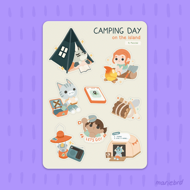Journée de camping | Stickers Planche A5