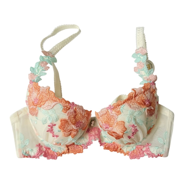 Yellow + orange fairy floral Japanese Bra UK 30A 