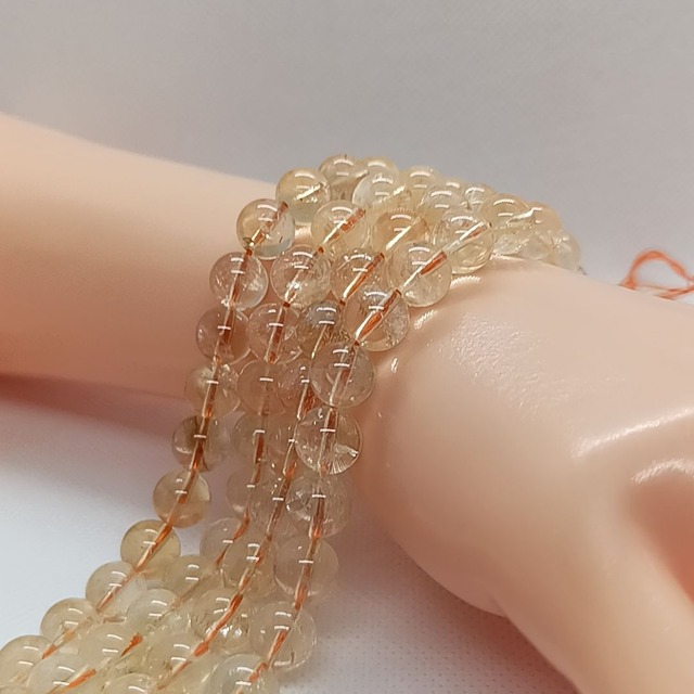 Améthyste Jaune / Fil de Perles en 8 mm / Boules en Pierres Naturelles Rondes et Polies