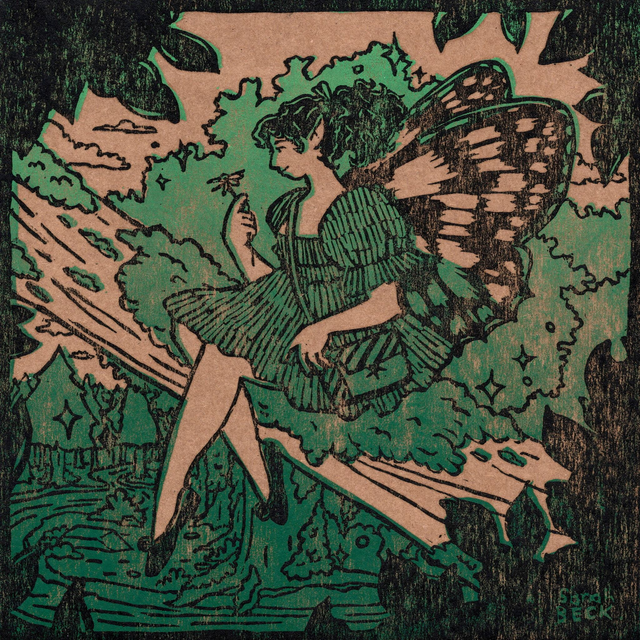 April Fairy Linoprint