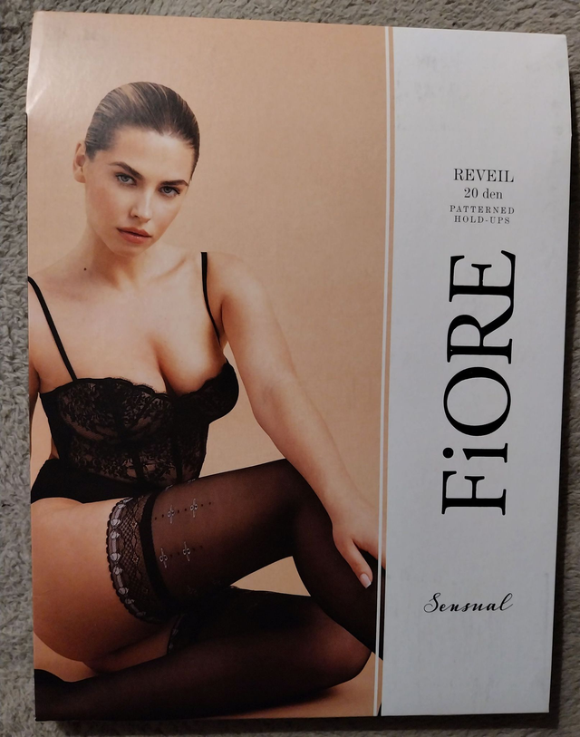 Bas noirs auto-portants fantaisie "Réveil"