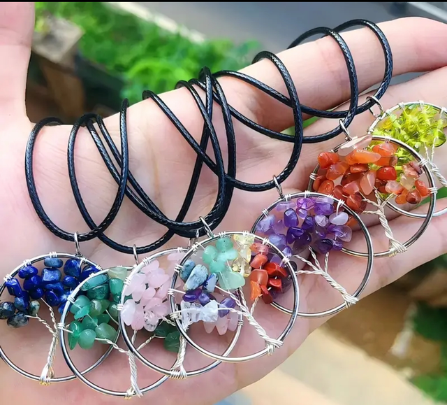 Natural Stone Tree Necklace 