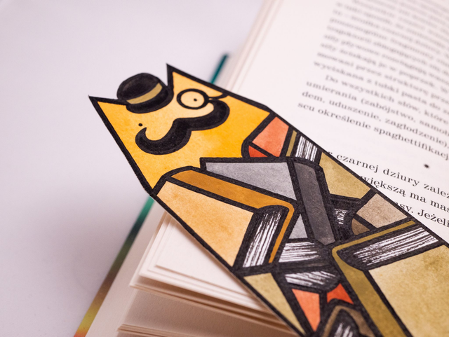 KOCI DŻENTELMEN zakładka do książki, ręcznie malowana akwarela 