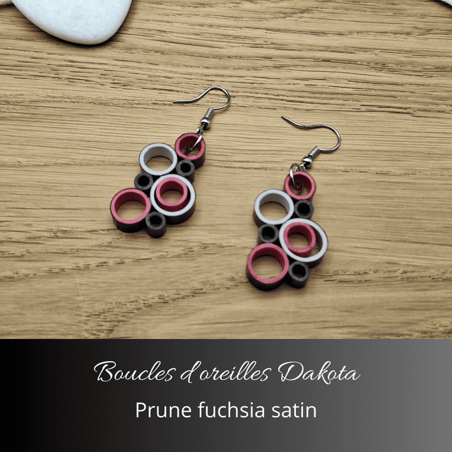 Boucles d'oreilles Dakota - Prune, fuchsia, satin