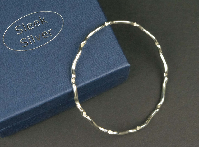 Silver Fancy Wave Bangle