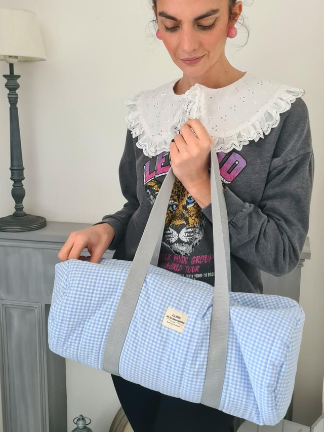Sac polochon vichy en tissus upcyclés